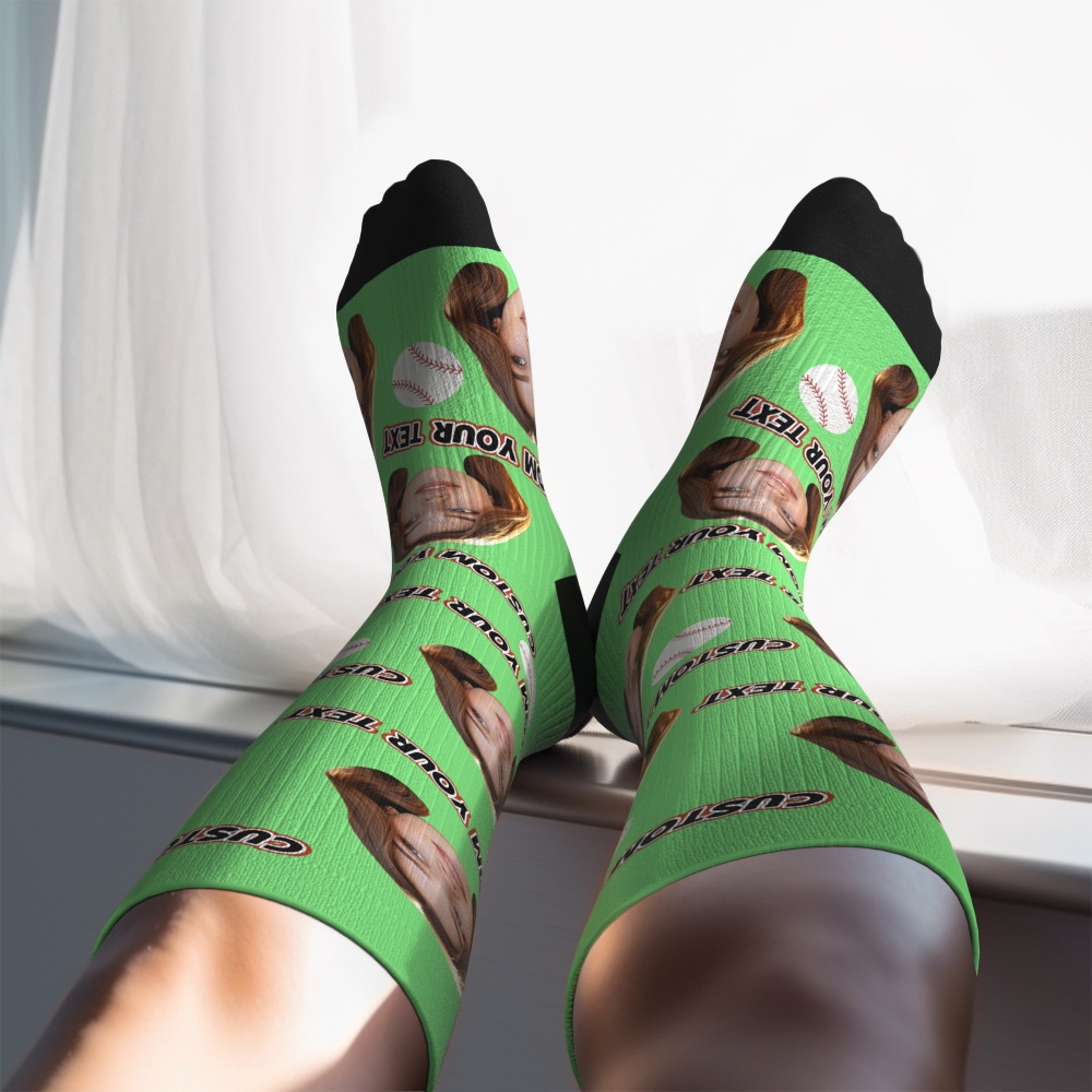 Calcetines De Compresión Hasta La Rodilla Personalizados Con Foto Y Texto En Blanco. Calcetines De Compresión Hasta La Rodilla Transpirables Y Personalizados. - miscalcetinescaramx