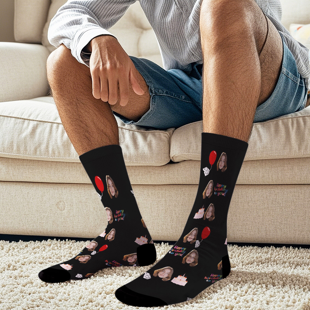 Calcetines Faciales Personalizados, Regalo De Feliz Cumpleaños, Calcetines Faciales, Regalo - miscalcetinescaramx