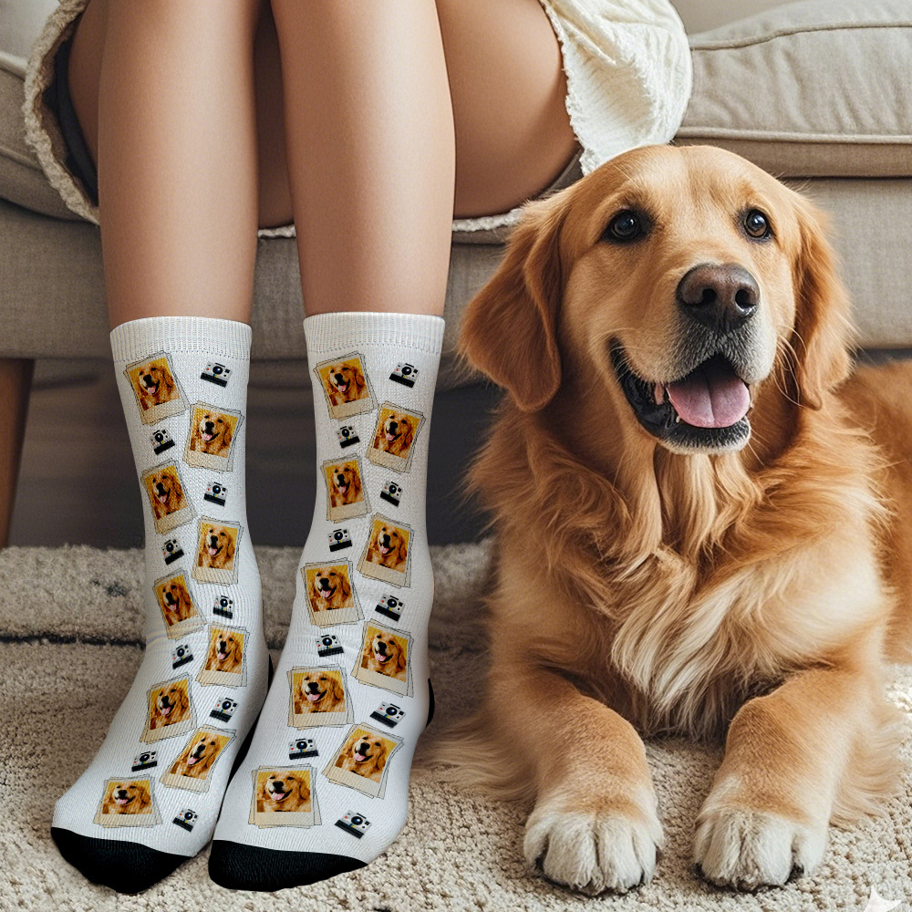 Calcetines Con Cara Personalizada, Regalo, Calcetines Con Marco De Foto Con Patrón Polaroid, Regalo - miscalcetinescaramx