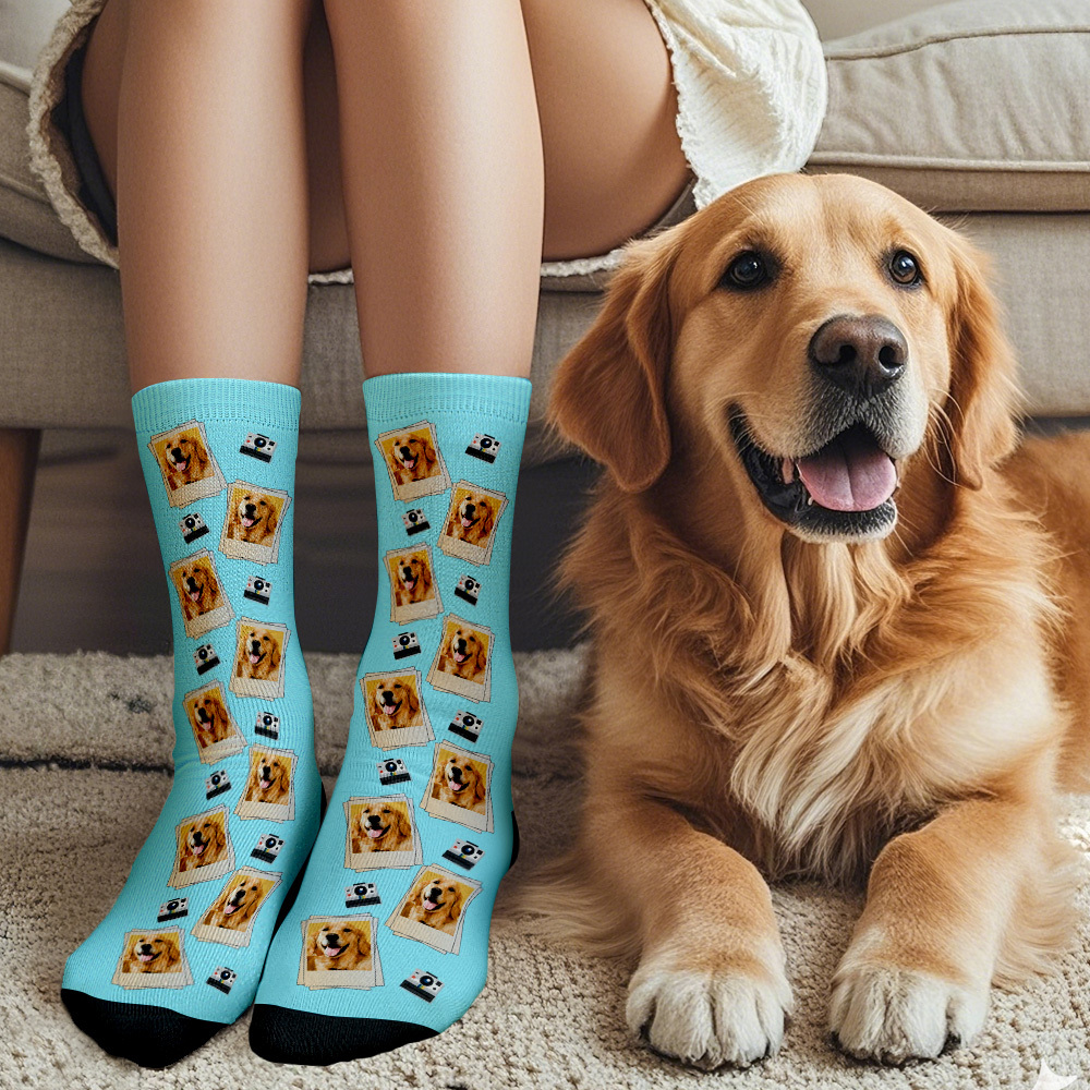 Calcetines Con Cara Personalizada, Regalo, Calcetines Con Marco De Foto Con Patrón Polaroid, Regalo - miscalcetinescaramx