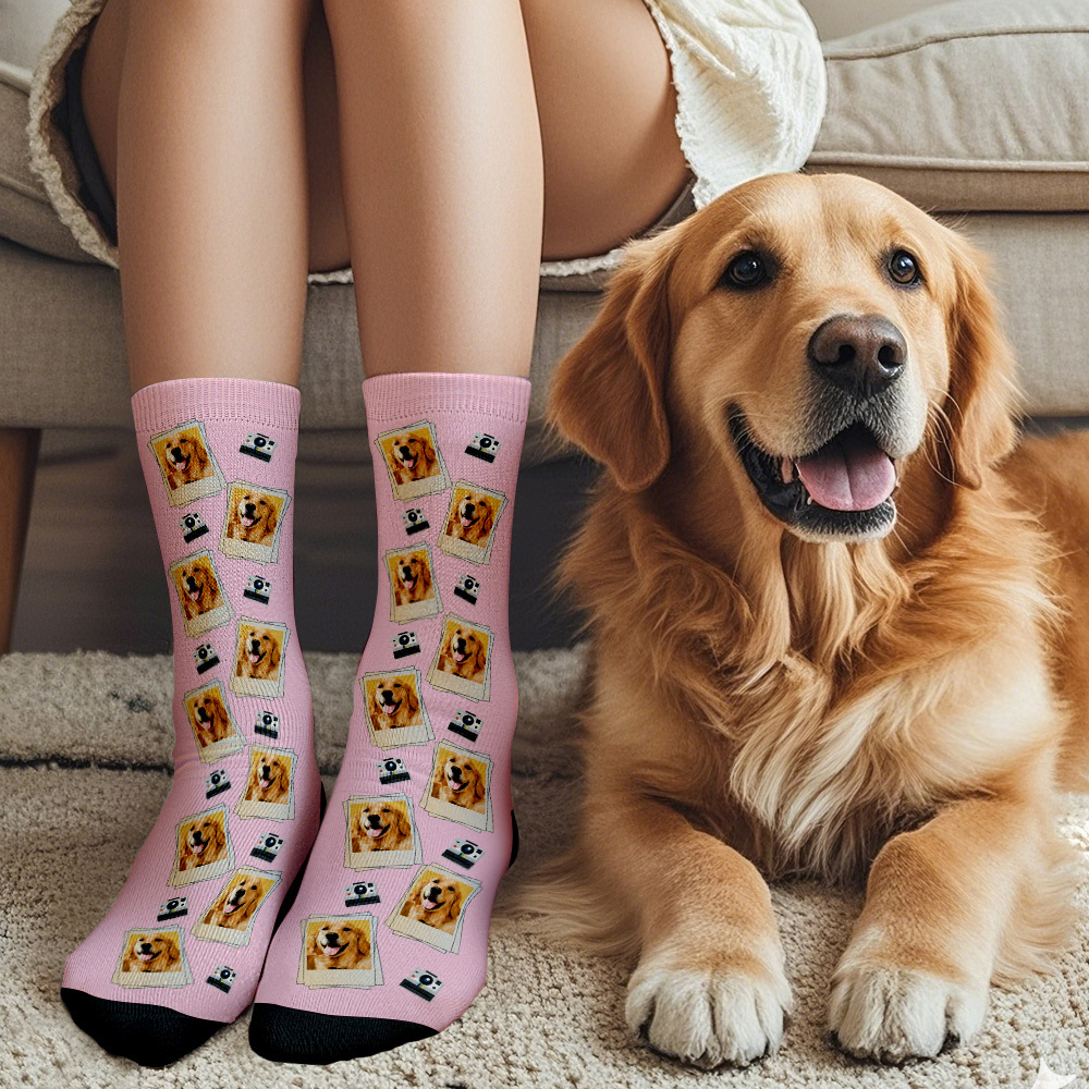 Calcetines Con Cara Personalizada, Regalo, Calcetines Con Marco De Foto Con Patrón Polaroid, Regalo - miscalcetinescaramx