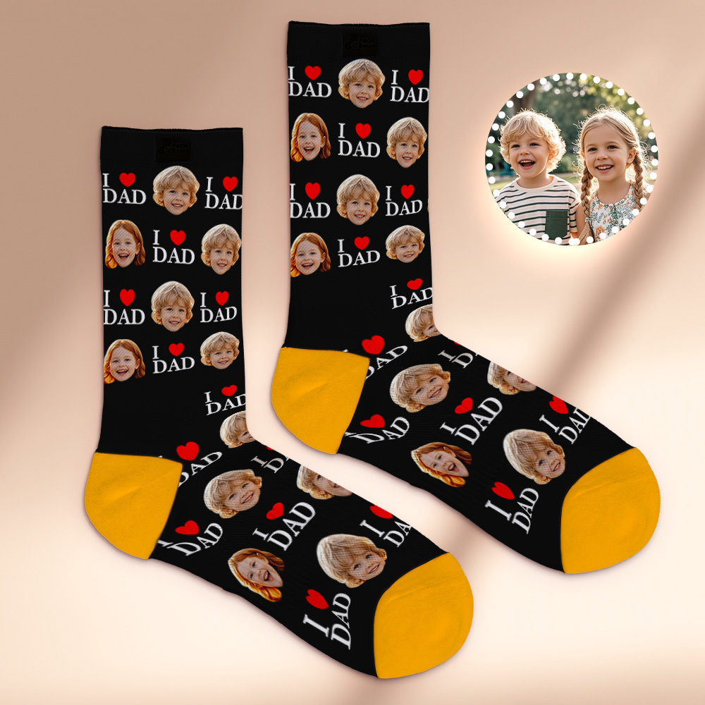 Calcetines Personalizados Con Impresión Fotográfica De Cara Completa, Calcetines Coloridos, Tacones Altos, Diseño Personalizado, El Mejor Regalo Para El Día Del Padre.