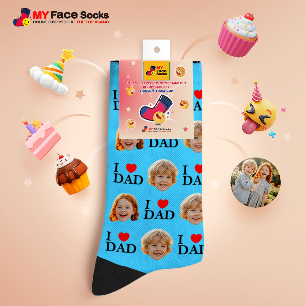 Calcetines Personalizados Con Impresión Fotográfica De Cara Completa, Calcetines Coloridos, Tacones Altos, Diseño Personalizado, El Mejor Regalo Para El Día Del Padre. - miscalcetinescaramx