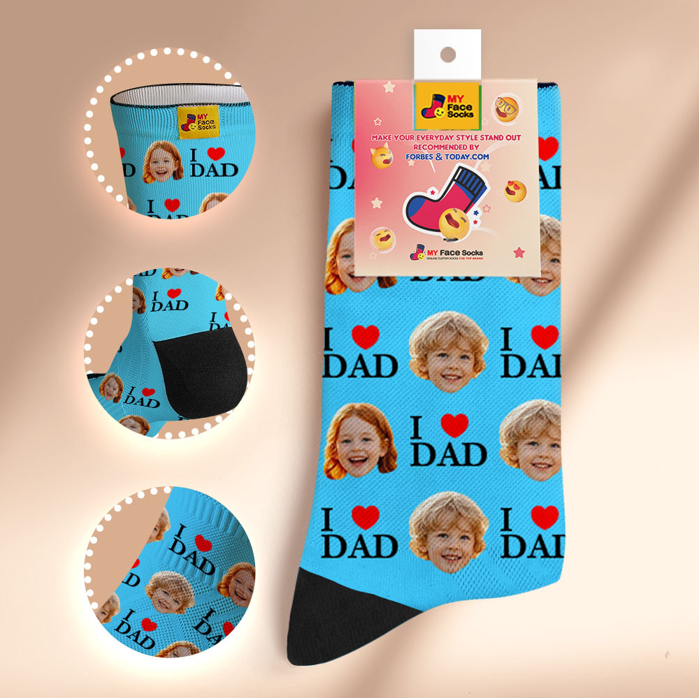 Calcetines Personalizados Con Impresión Fotográfica De Cara Completa, Calcetines Coloridos, Tacones Altos, Diseño Personalizado, El Mejor Regalo Para El Día Del Padre. - miscalcetinescaramx