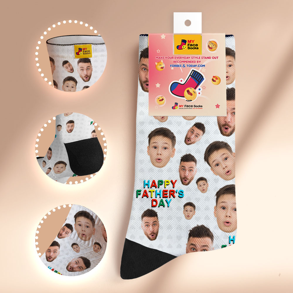 Calcetines Personalizados Con Estampado Fotográfico De Cara Completa, Colorido, Feliz Día Del Padre, Diseño Personalizado, La Mejor Idea De Regalo - miscalcetinescaramx