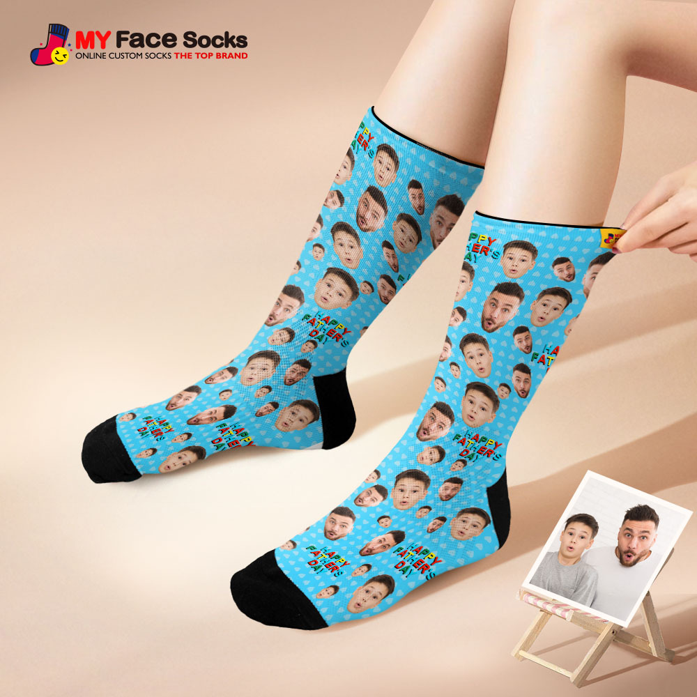Calcetines Personalizados Con Estampado Fotográfico De Cara Completa, Colorido, Feliz Día Del Padre, Diseño Personalizado, La Mejor Idea De Regalo - miscalcetinescaramx