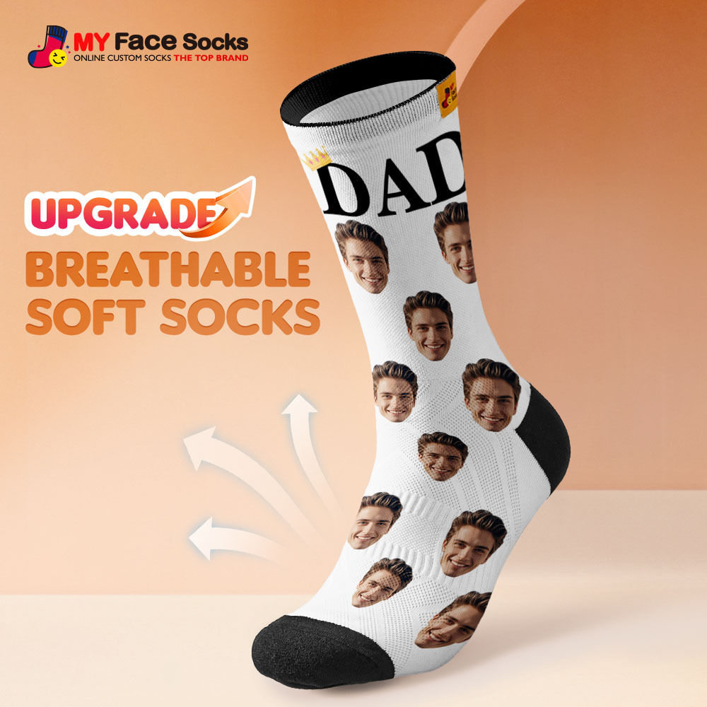 Calcetines Personalizados Con Foto De Cara Completa, Calcetines Coloridos Con Corona Para Papá, Diseño Personalizado, El Mejor Regalo Para Papá. - miscalcetinescaramx
