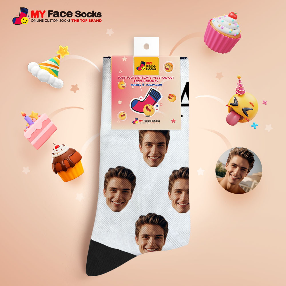 Calcetines Personalizados Con Foto De Cara Completa, Calcetines Coloridos Con Corona Para Papá, Diseño Personalizado, El Mejor Regalo Para Papá. - miscalcetinescaramx