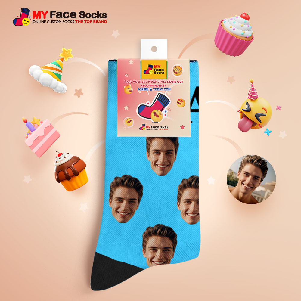 Calcetines Personalizados Con Foto De Cara Completa, Calcetines Coloridos Con Corona Para Papá, Diseño Personalizado, El Mejor Regalo Para Papá. - miscalcetinescaramx