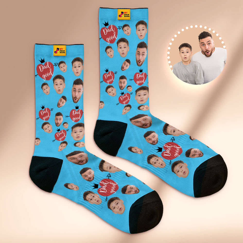 Calcetines Personalizados Con Foto De Cara Completa, Calcetines Con Corona De Colores, Diseño Personalizado, El Mejor Regalo Para El Día Del Padre. - miscalcetinescaramx