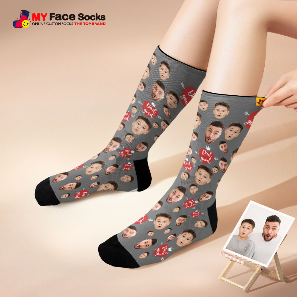 Calcetines Personalizados Con Foto De Cara Completa, Calcetines Con Corona De Colores, Diseño Personalizado, El Mejor Regalo Para El Día Del Padre. - miscalcetinescaramx