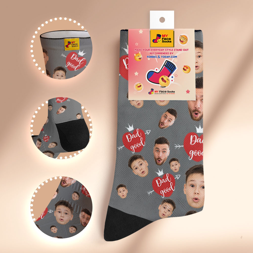Calcetines Personalizados Con Foto De Cara Completa, Calcetines Con Corona De Colores, Diseño Personalizado, El Mejor Regalo Para El Día Del Padre. - miscalcetinescaramx