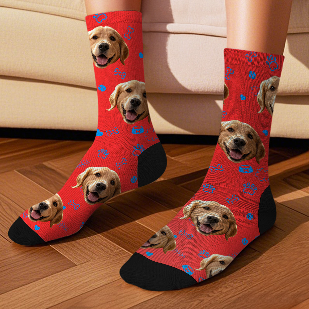 Calcetines Personalizados Con Fotos De Caras Y Huellas De Perro. Un Regalo Divertido Para Amantes De Las Mascotas. - miscalcetinescaramx