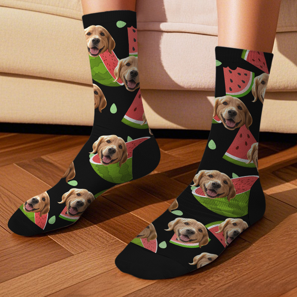 Calcetines Personalizados Con Cara Y Fotos: Calcetines De Sandía Personalizados Para Parejas, Un Regalo Divertido. - miscalcetinescaramx