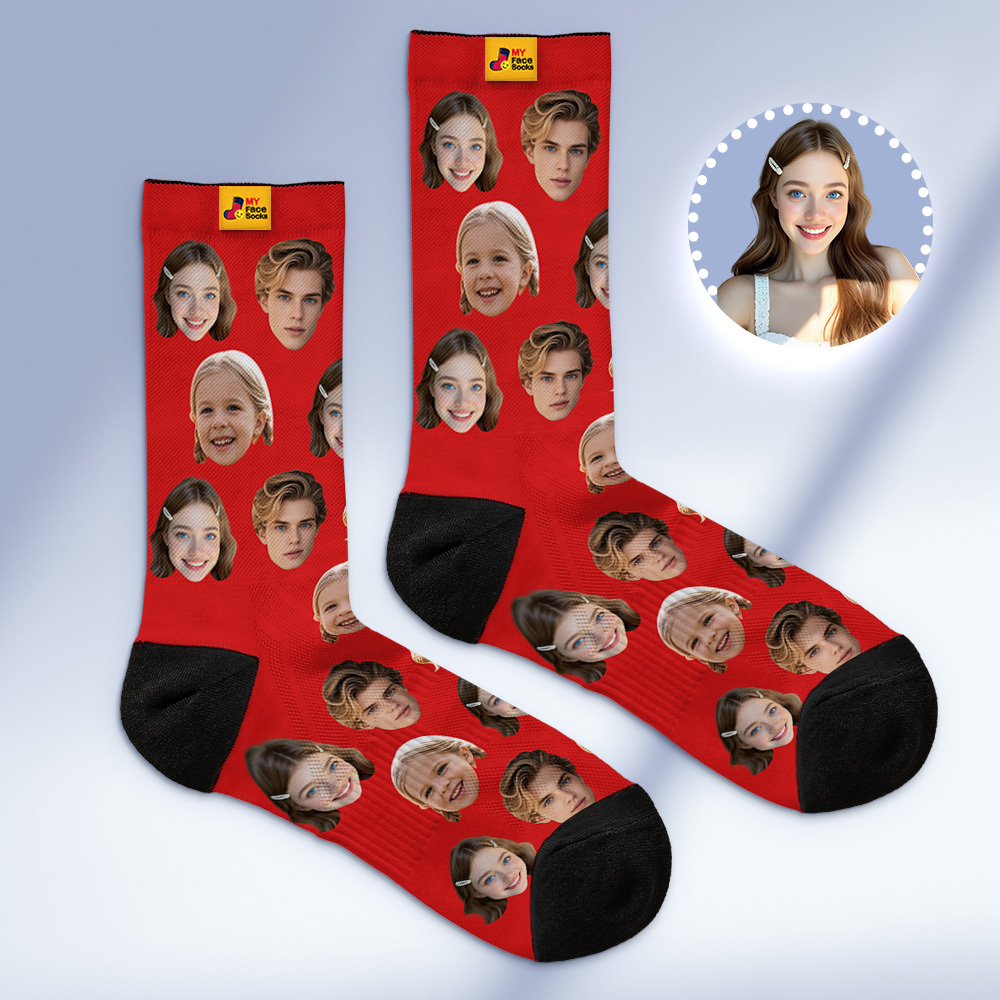 Calcetines Personalizados Con Caras, Calcetines Personalizados Con Foto De Caras, Calcetines Verdes Divertidos Con Foto Para Regalo Familiar. - miscalcetinescaramx
