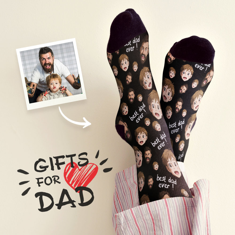 Calcetines Personalizados Con Foto De Papá, Diseño Personalizado, Regalo Para El Día Del Padre - miscalcetinescaramx