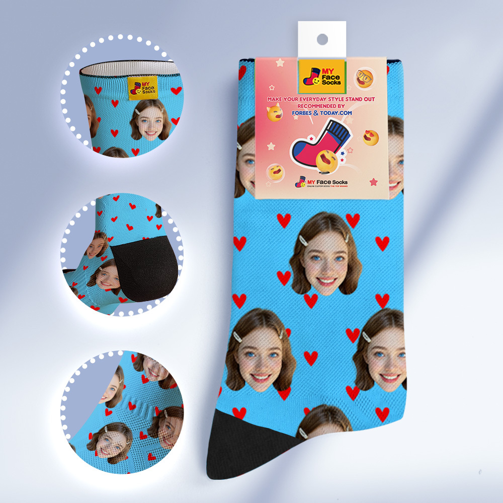 Calcetines Blancos Personalizados Con Foto De Corazón, Regalo Divertido Para Pareja Y Familia. - miscalcetinescaramx