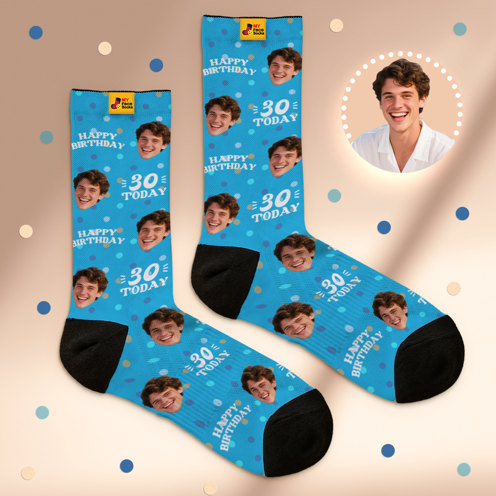 Calcetines De Cumpleaños Grises Con Caras Personalizadas, Calcetines De Lunares Personalizados Con Foto De Cara, Regalo Divertido, Calcetines De Cumpleaños Con Foto - miscalcetinescaramx
