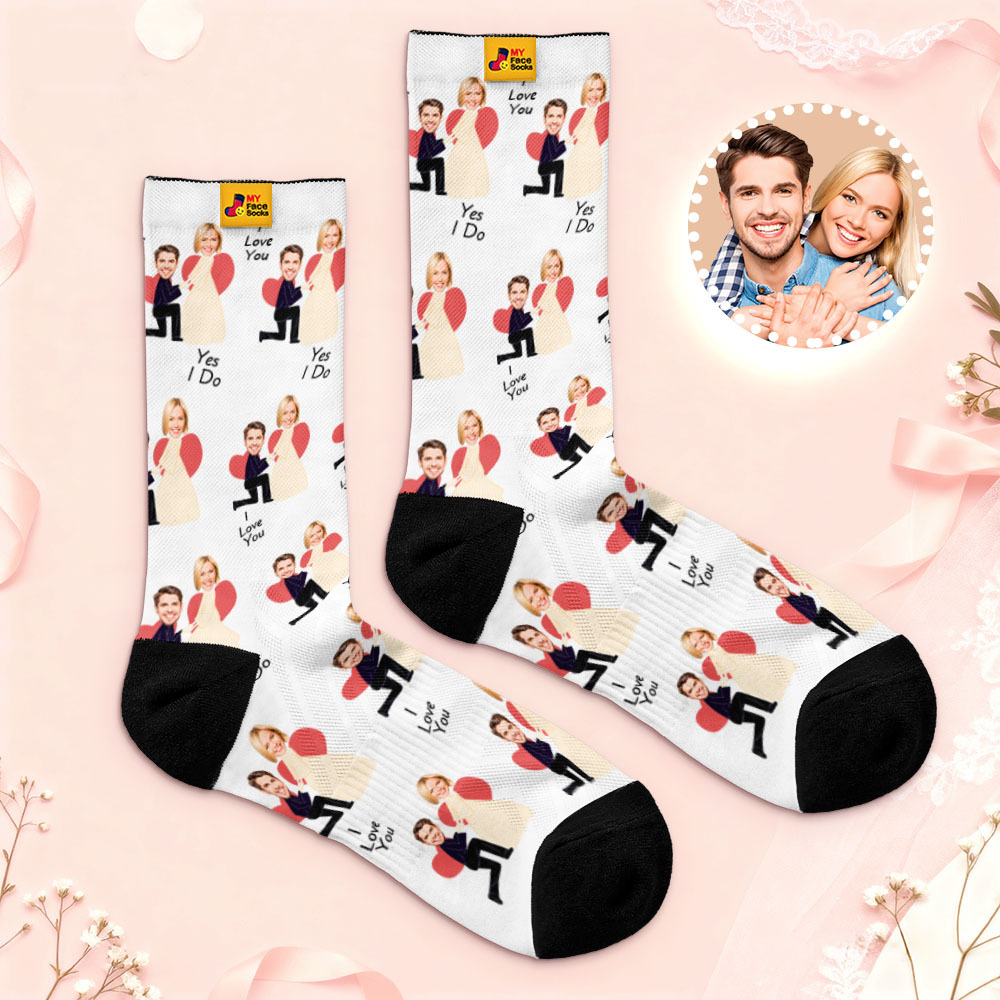 Calcetines Personalizados Con Temática De Boda, Calcetines Con Foto De Pareja, Regalo Divertido Para Novios, Regalo Personalizado De Aniversario O Compromiso. - miscalcetinescaramx