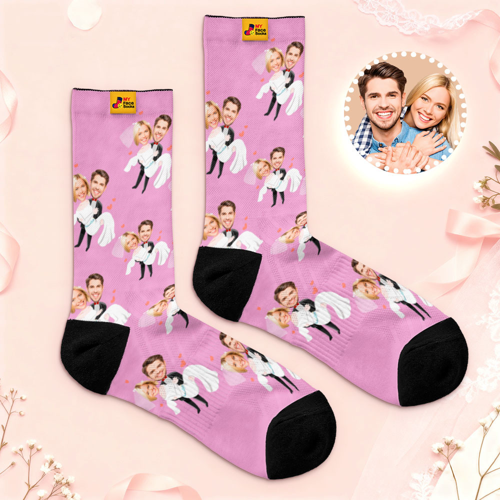 Calcetines Personalizados Con Temática De Boda, Calcetines Con Foto De Pareja, Regalo Divertido Para Novios, Regalo Personalizado De Aniversario O Compromiso. - miscalcetinescaramx