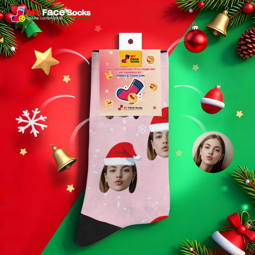 Calcetines Navideños Personalizados Con Foto De Papá Noel, Calcetines Blancos Personalizados, Regalo Para Familia Y Pareja. - miscalcetinescaramx
