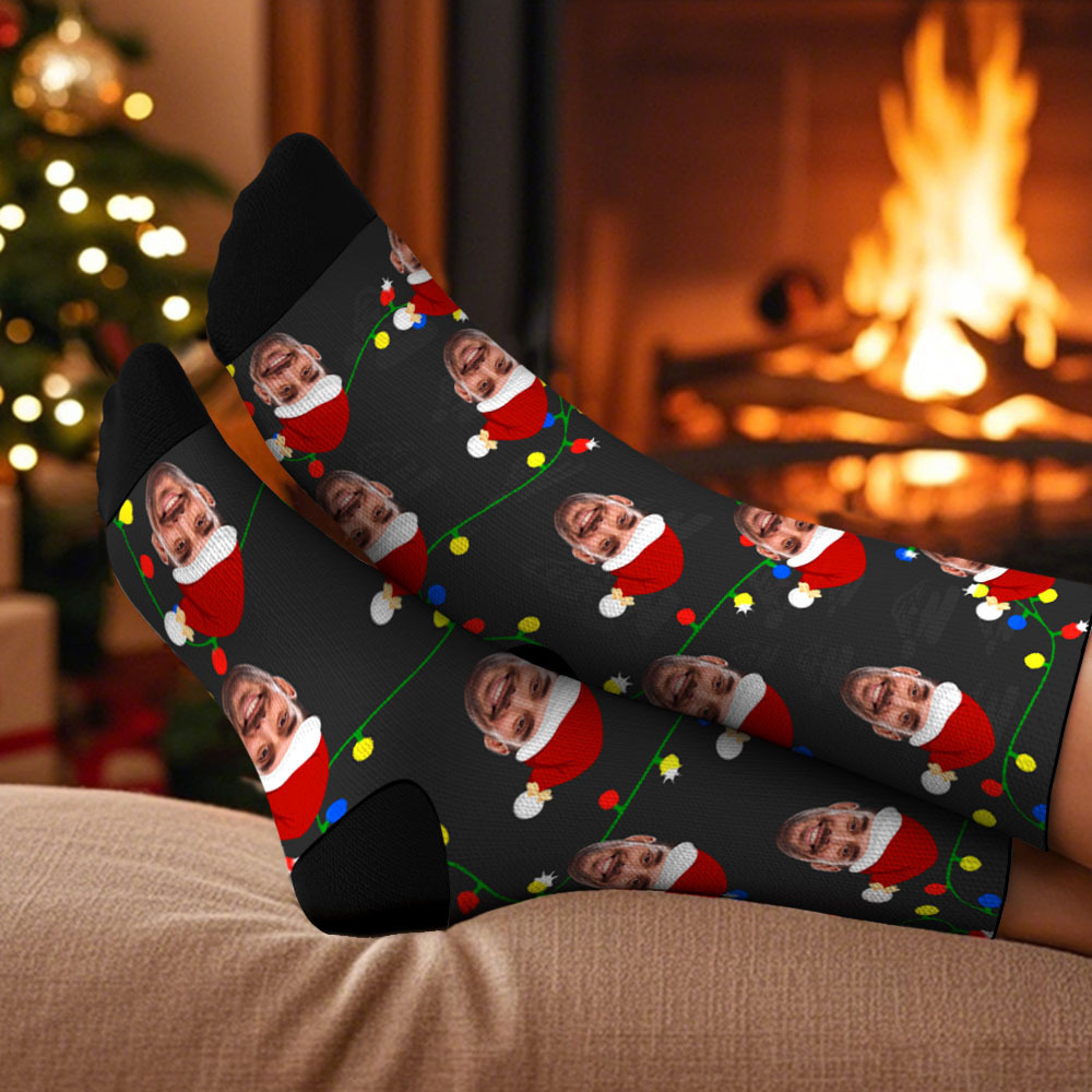 Calcetines Personalizados Con Caras, Calcetines Navideños Personalizados Con Foto De Papá Noel Y Árbol, Calcetines Divertidos Para Familiares, Amigos Y Seres Queridos - miscalcetinescaramx