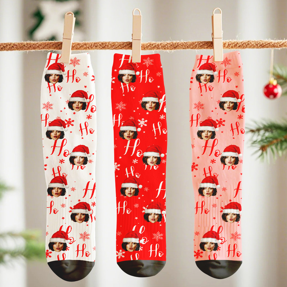 Calcetines Navideños Personalizados Con Estampado De Caras. Diseño Divertido Y Personalizado. La Mejor Idea De Regalo Para Navidad. - miscalcetinescaramx