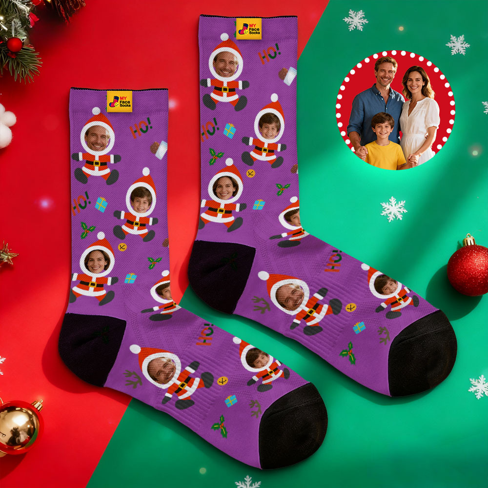 Calcetines Navideños Personalizados De Muñeco De Nieve Hoho, Calcetines Navideños Personalizados, Regalo Para Familia Y Pareja. - miscalcetinescaramx