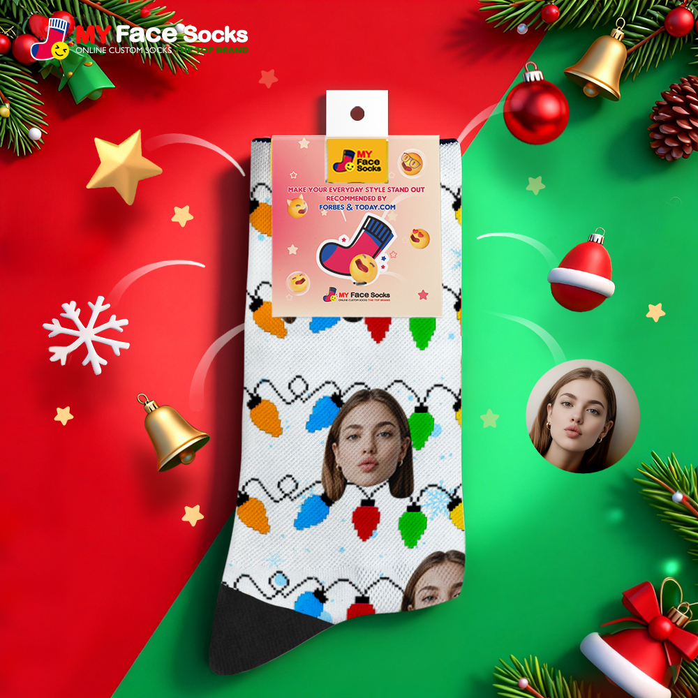 Calcetines Navideños Multicolores Personalizados, Calcetines Personalizados, Regalo Perfecto Para Las Fiestas Familiares, Calcetines Navideños, Regalo - miscalcetinescaramx