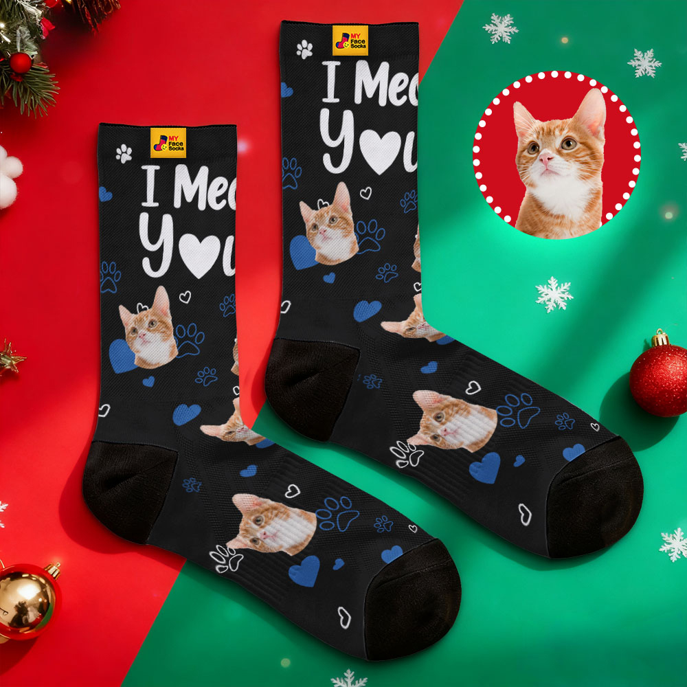 Calcetines Navideños Personalizados Con Temática De Gato Para Mascotas, Calcetines Personalizados Con Texto 'te Maúllo', Calcetines De Papá Noel Para Amantes De Las Mascotas, Regalo - miscalcetinescaramx