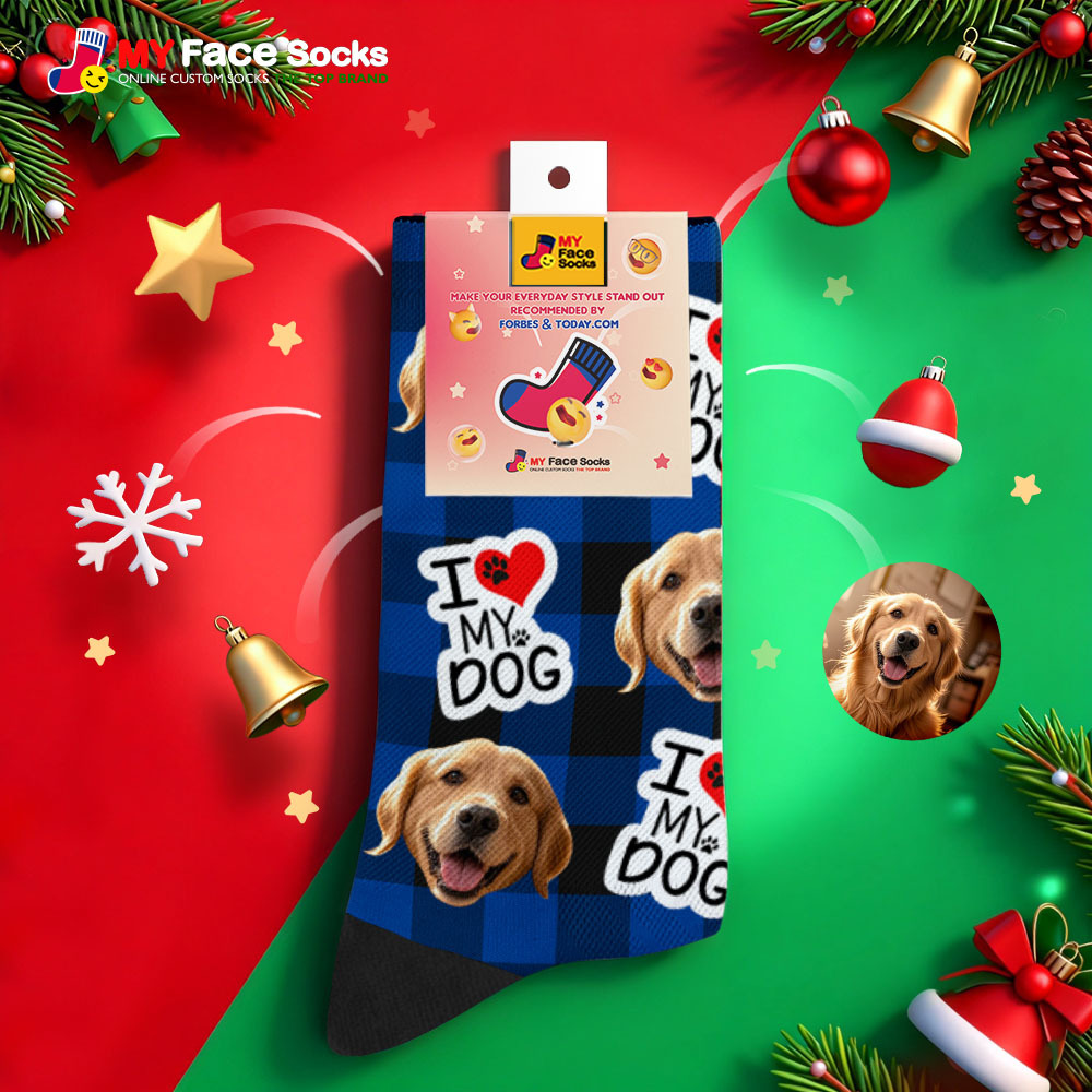 Calcetines Personalizados Con Temática De Perro Mascota, Calcetines Navideños, Calcetines Personalizados Con Texto En Inglés 'i Love You', Calcetines De Papá Noel Para Amantes De Las Mascotas, Regalo - miscalcetinescaramx