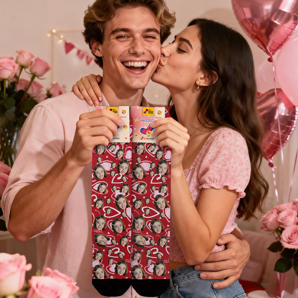 Calcetines Personalizados Con Foto De San Valentín, Regalo De Calcetines Rojos Con Corazón, Bonito Regalo Para Él O Ella - miscalcetinescaramx