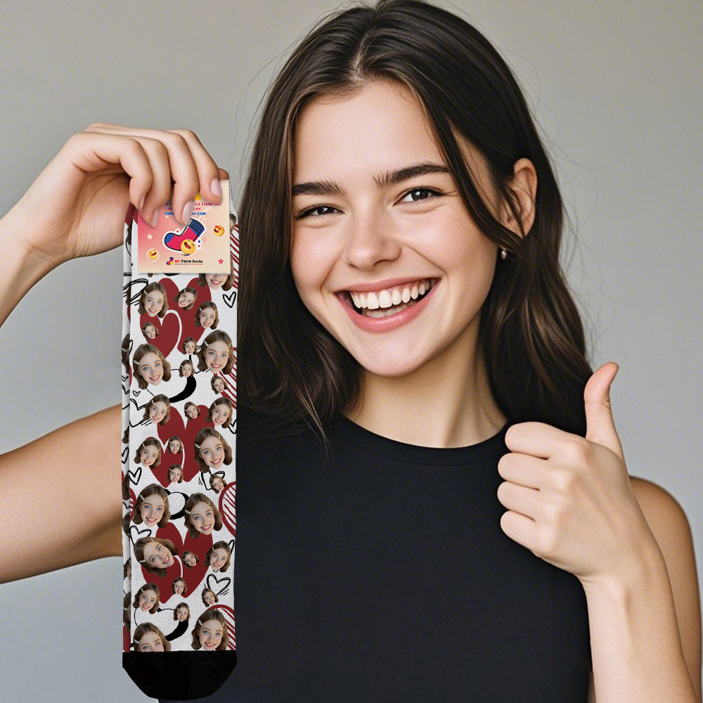 Calcetines Personalizados Con Foto De San Valentín, Regalo De Calcetines Rojos Con Corazón, Bonito Regalo Para Él O Ella - miscalcetinescaramx