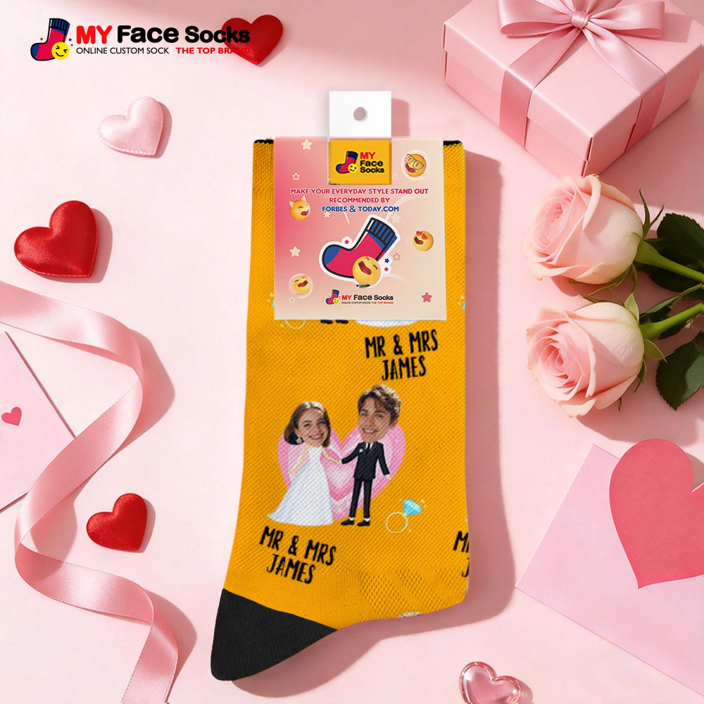 Calcetines Negros Con Temática De Boda Personalizada, Calcetines Personalizados Con Nombre De Pareja Para San Valentín Con Foto, Bonito Regalo Para Pareja - miscalcetinescaramx