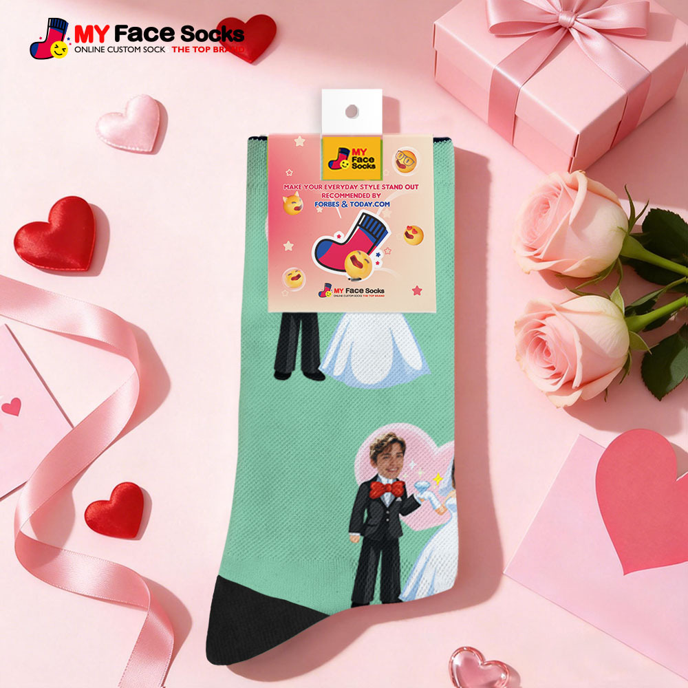 Calcetines Negros Con Temática De Boda Personalizada, Calcetines Personalizados Con Nombre De Pareja Para San Valentín Con Foto, Bonito Regalo Para Pareja - miscalcetinescaramx