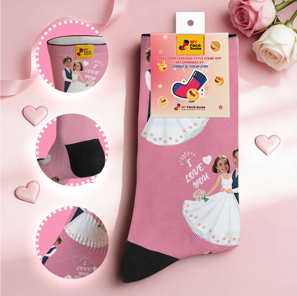 Calcetines Negros Con Temática De Boda Personalizada, Calcetines Personalizados Con Nombre De Pareja Para San Valentín Con Foto, Bonito Regalo Para Pareja - miscalcetinescaramx