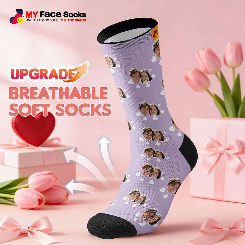 Calcetines Personalizados Con Temática De Pareja Y Cara De Corazón, Calcetines Personalizados Para San Valentín Con Foto, Regalo Para Pareja - miscalcetinescaramx