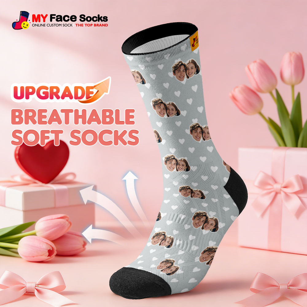 Calcetines Personalizados Con Temática De Pareja Y Cara De Corazón, Calcetines Personalizados Para San Valentín Con Foto, Regalo Para Pareja - miscalcetinescaramx