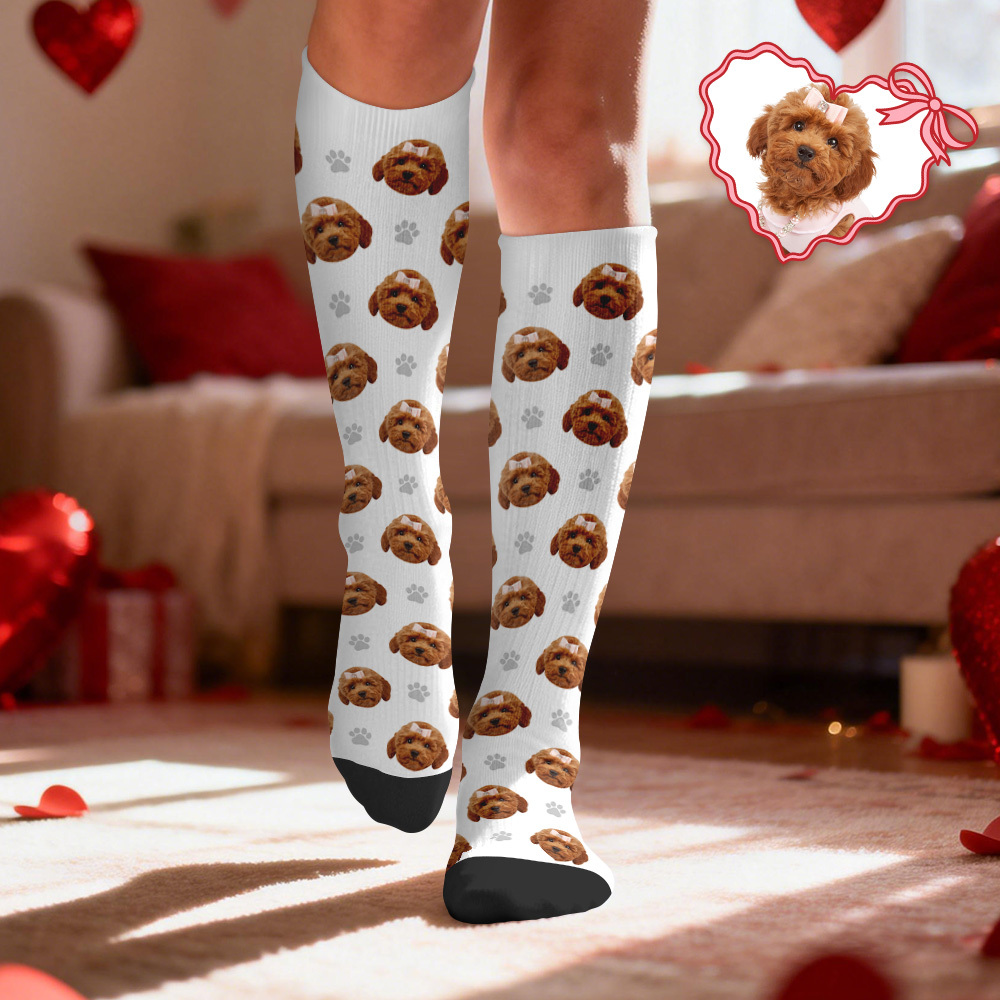 Calcetines De Compresión Facial Personalizados Calcetines Hasta La Rodilla Personalizados Con Foto De Corazón Regalo Para Él Y Ella - miscalcetinescaramx