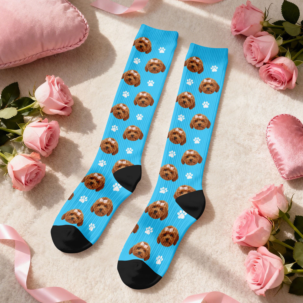 Calcetines De Compresión Facial Personalizados Calcetines Hasta La Rodilla Personalizados Con Foto De Corazón Regalo Para Él Y Ella - miscalcetinescaramx