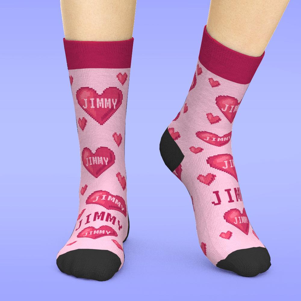 Cara Personalizada Agregar Texto Estás En Mi Corazón - MyFaceSocksMX