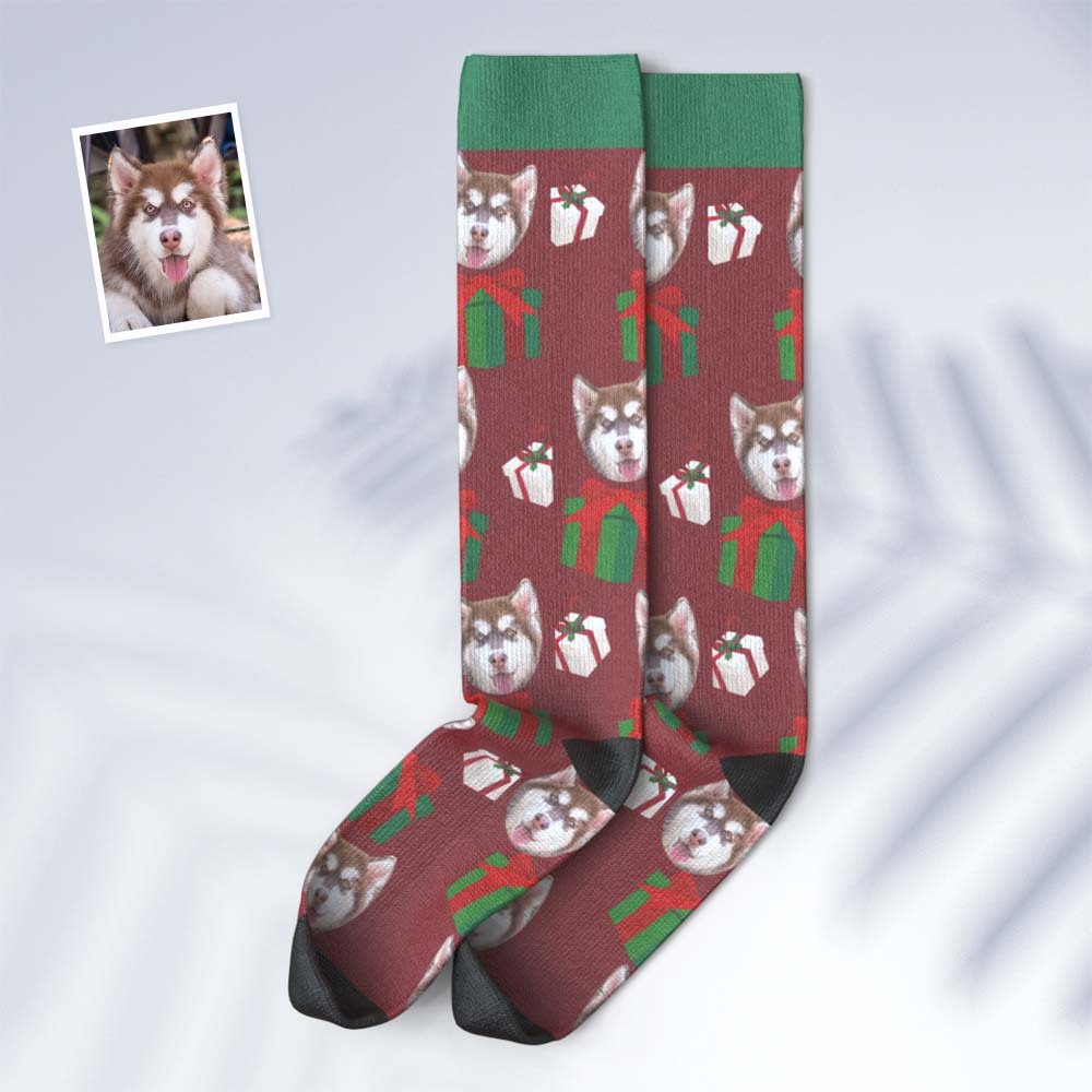 Calcetines Hasta La Rodilla Con Cara Personalizada Calcetines Personalizados Con Foto De Mascota Regalos De Navidad - MyFaceSocksMX