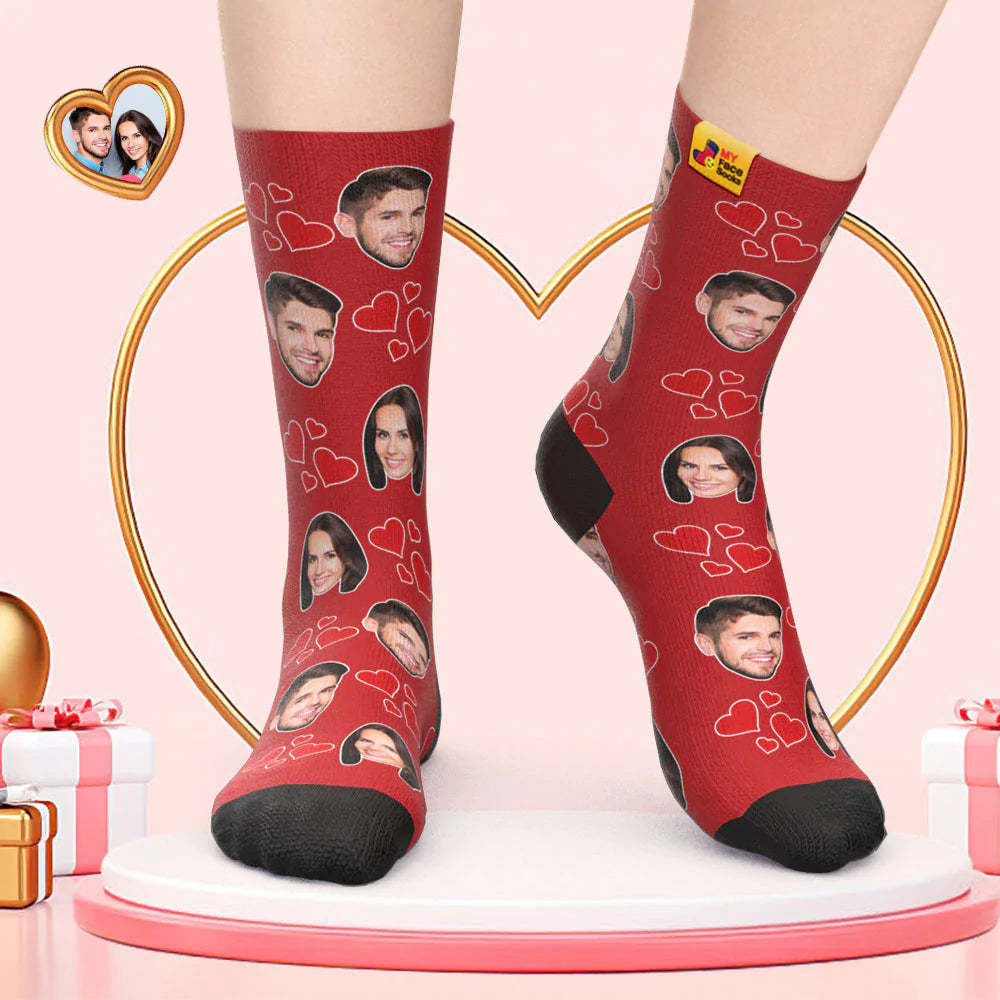 Calcetines De Cara Personalizados Regalo Del Día De San Valentín Agregar Imágenes Y Nombrar Calcetines De Cara De Mi Corazón - MyFaceSocksMX