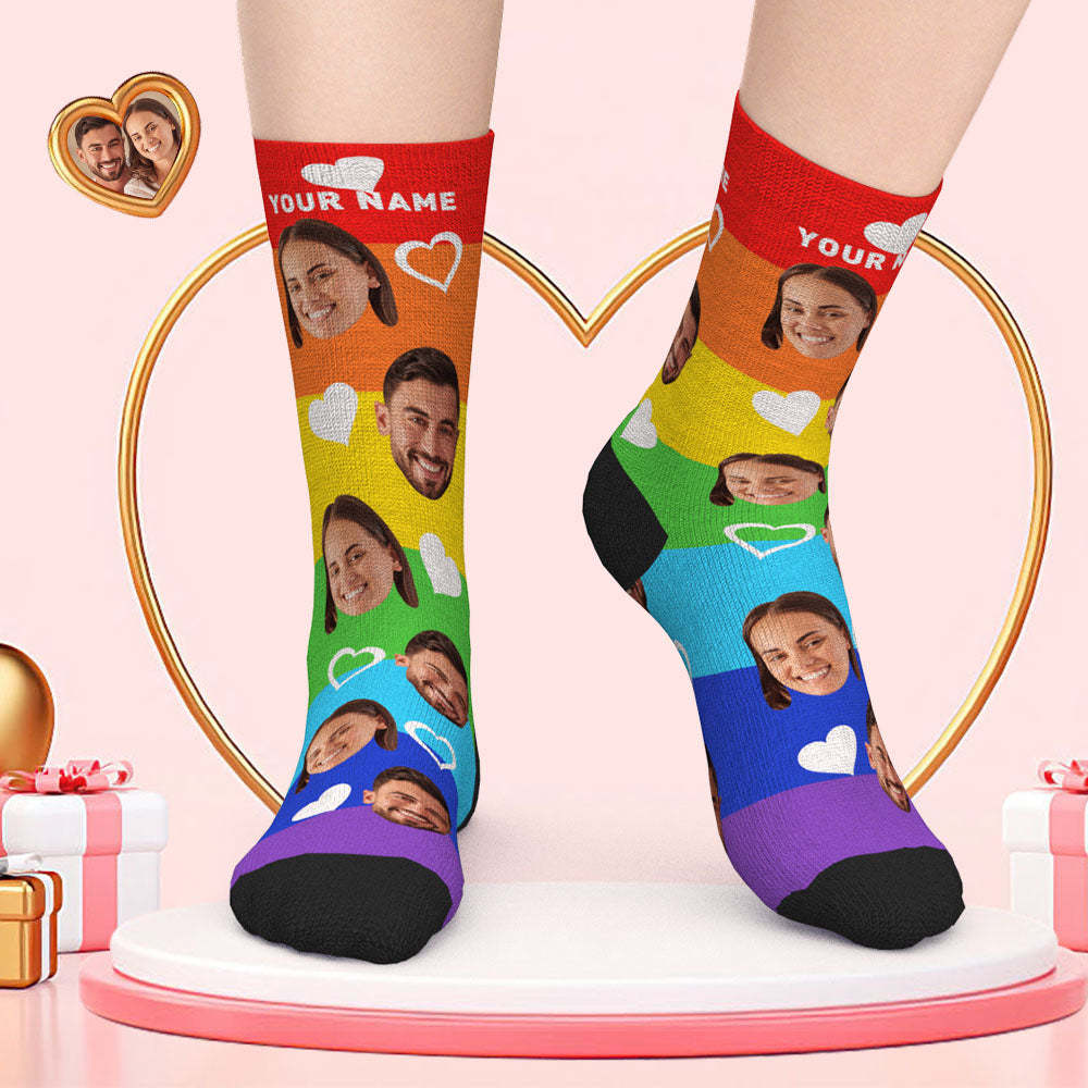 Calcetines De Cara Personalizados Regalos De San Valentín Añadir Imágenes Y Nombre Calcetines De Cara De Pareja Multicolor - MyFaceSocksMX