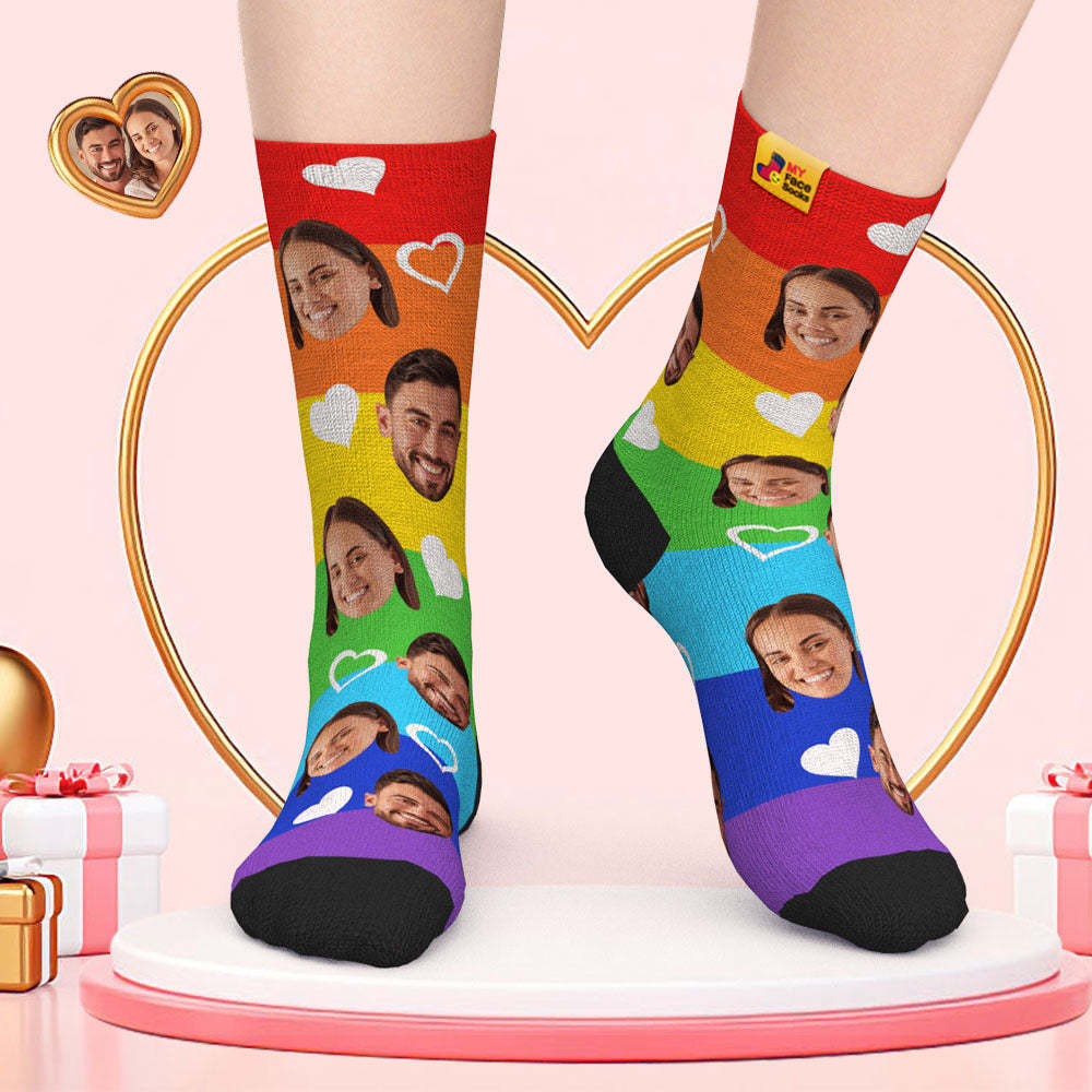 Calcetines De Cara Personalizados Regalos De San Valentín Añadir Imágenes Y Nombre Calcetines De Cara De Pareja Multicolor - MyFaceSocksMX