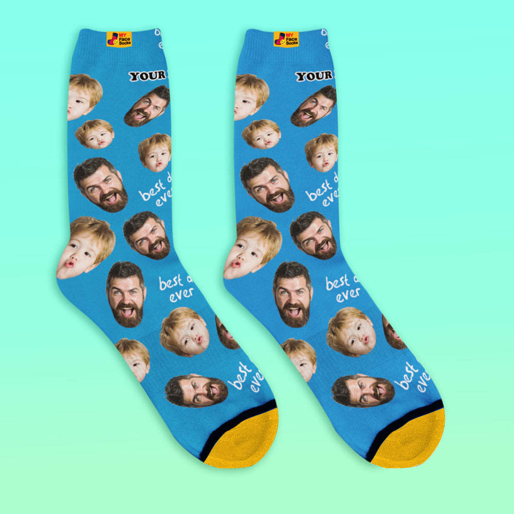 Calcetines De Vista Previa En 3d Personalizados Calcetines My Face Agregue Imágenes Y Nombre - Best Dad Ever - MyFaceSocksMX