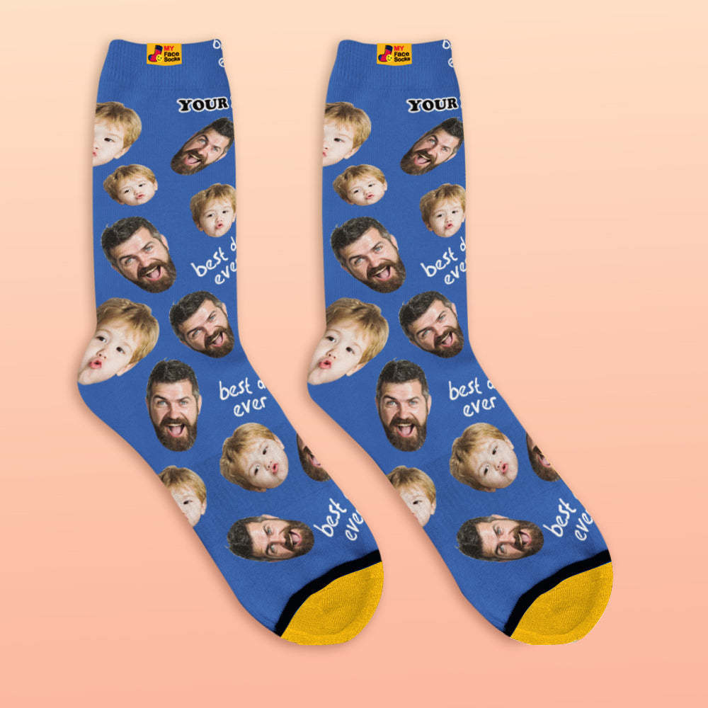 Calcetines De Vista Previa En 3d Personalizados Calcetines My Face Agregue Imágenes Y Nombre - Best Dad Ever - MyFaceSocksMX