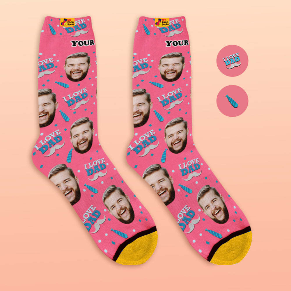 Calcetines De Vista Previa En 3d Personalizados Calcetines My Face Agregue Imágenes Y Nombre - Amo A Papá - MyFaceSocksMX