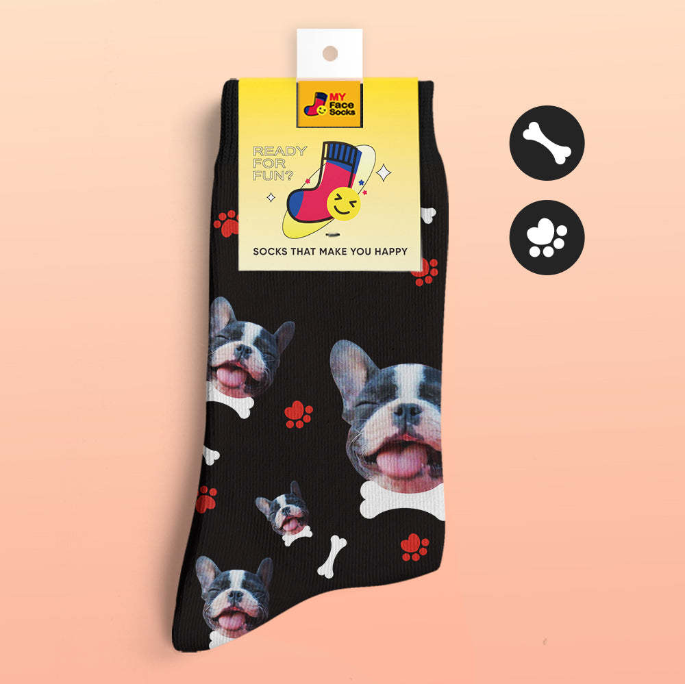 Calcetines De Vista Previa En 3d Personalizados Calcetines My Face Agregar Imágenes Y Nombre - Amo A Mi Perro - MyFaceSocksMX