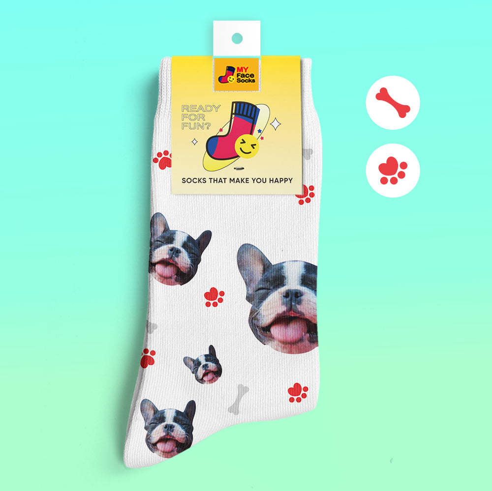 Calcetines De Vista Previa En 3d Personalizados Calcetines My Face Agregar Imágenes Y Nombre - Amo A Mi Perro - MyFaceSocksMX